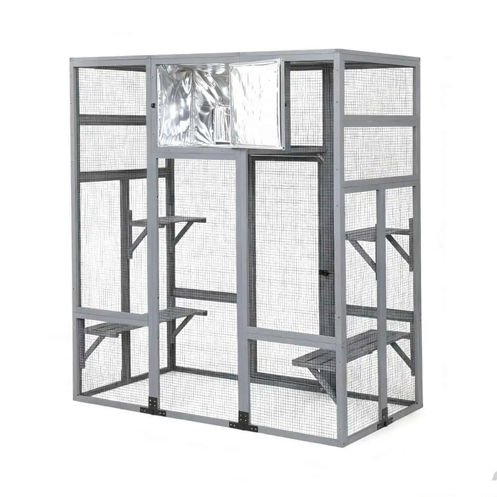 Coziwow 62″L Walk-In Wooden Cat Enclosure Coziwow