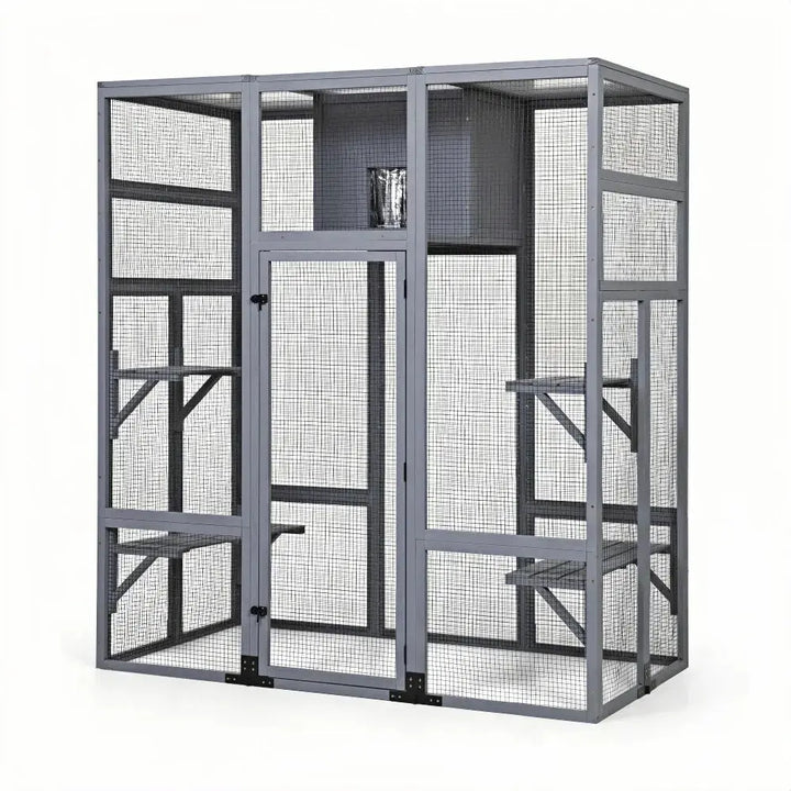 Coziwow 62″L Walk-In Wooden Cat Enclosure Coziwow