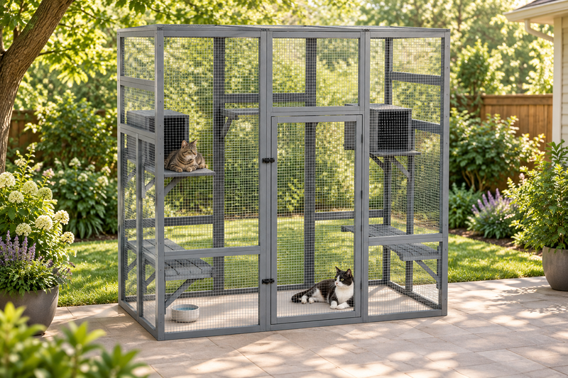 Coziwow 64″L Weatherproof Fir Wood Outdoor Cat House