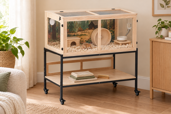 Coziwow 39"L Natural Wood High Stand Hamster Cage