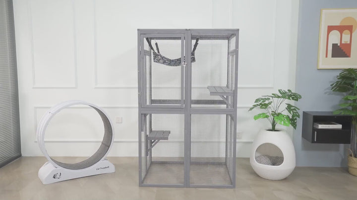 Coziwow 39″L Wooden Outdoor Cat Catio Demo Video