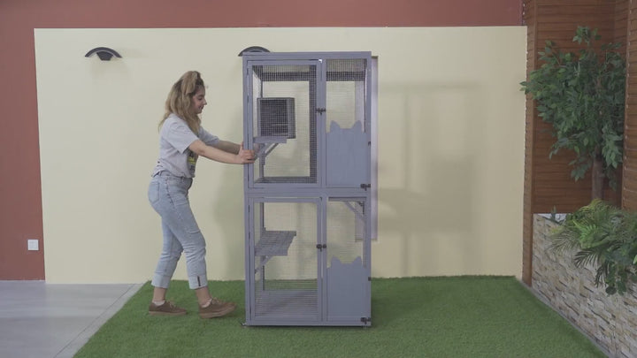 Coziwow 31.5L 2-Tier Wheeled Cat Cage Demo Video