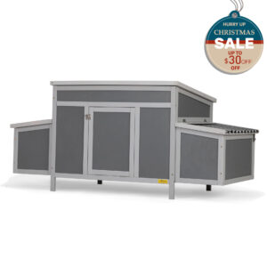 59"L Outdoor Wooden Chicken Coop with 2 Nesting Boxes, for 4 Chickens, Dark Gray CW12S0534