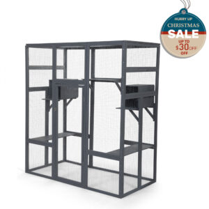 70"H Extra Large Wood Cat Enclosure| Walk-In Cat Playpen With Jumping Platforms, for 4 Cats CW12Y0593 2