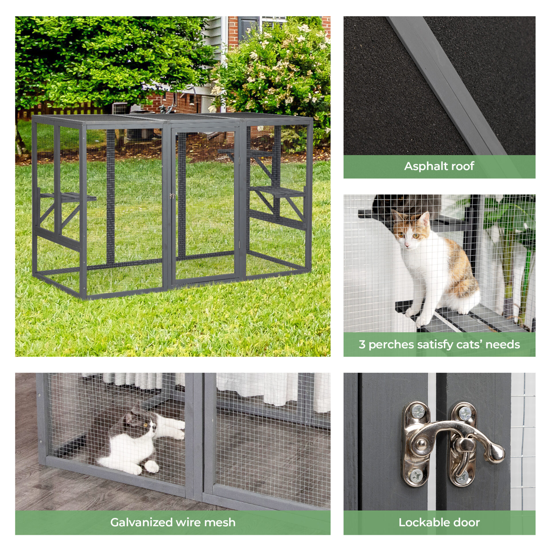 COZIWOW Wooden Outdoor Cat Enclosure Run Playpen Catio CW12B0379-T01 - The  Home Depot