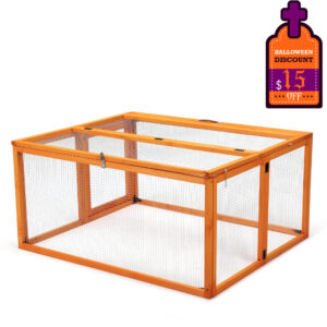 45″L Foldable Wood Rabbit Hutch Chicken Coop, Outdoor/Indoor, for 2-4 Pets, Orange CW12N0531 2 Halloween20