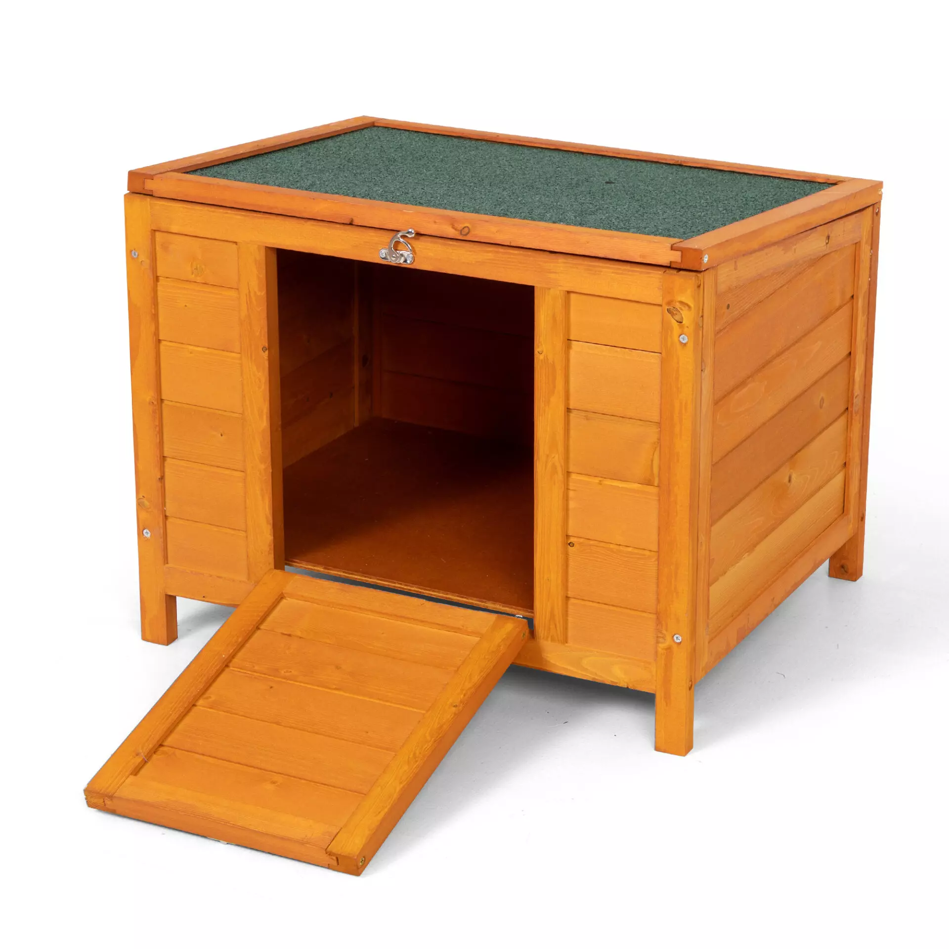 Wooden Rabbit Hutch W/ Green Asphalt Roof,Yellow- Coziwow