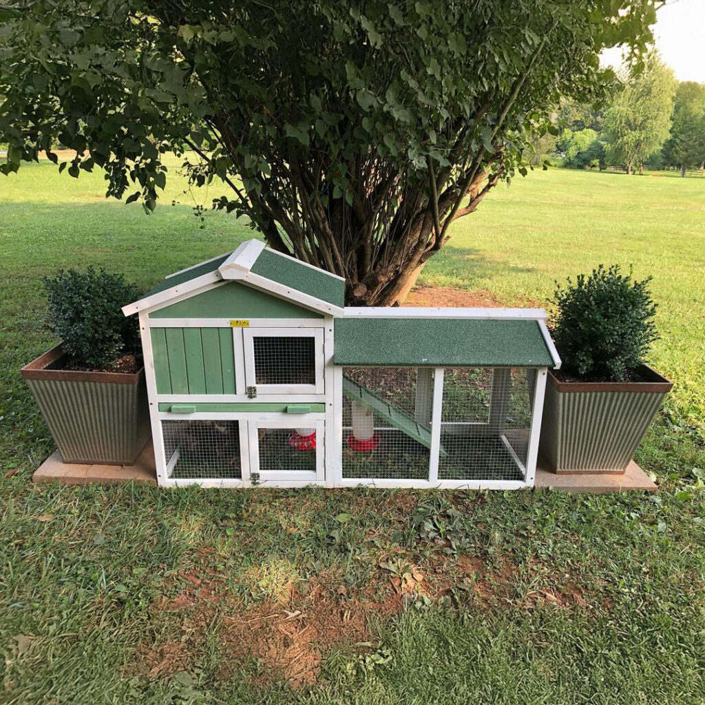 58″L 2-Tier Wooden Large Bunny Cage with Asphalt Roof, for 2-3 Bunnies 17