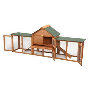 82"L Extra-Large Wooden Rabbit Cage With Double Runs, for 2-3 Bunnies CW12M0440 56 Chicken Coop