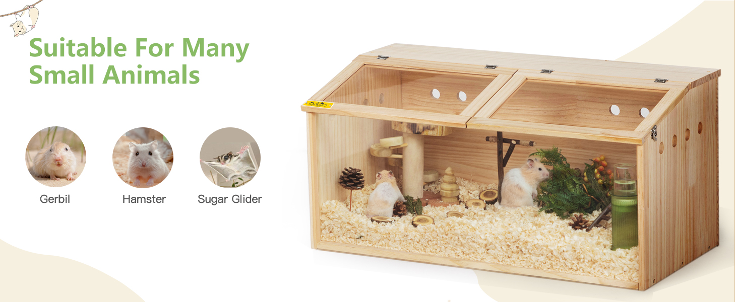 Wooden Hamster Cage/ Small Animal Habitat with Openable Roof CW12S0516 1