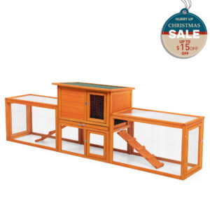 94.5″L 2 Story Spacious Rabbit Hutch, Chicken Coop, Guinea Pig Cage with Removable Tray, For 2-3 Pets CW12E0596