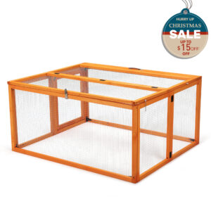 45″L Foldable Wood Rabbit Hutch Chicken Coop, Outdoor/Indoor, for 2-4 Pets, Orange CW12N0531