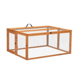 45″L Foldable Wood Rabbit Hutch Chicken Coop, Outdoor/Indoor, for 2-4 Pets, Orange CW12N0531 4 Rabbit Hutch