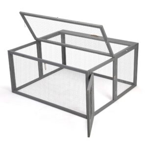 45″L Foldable Wood Rabbit Hutch Chicken Coop, Outdoor/Indoor, For 2-4 Pets, Gray CW12U0500 2 1 Chicken Supplies