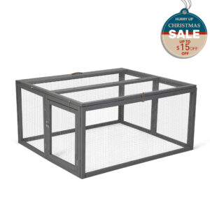 45″L Foldable Wood Rabbit Hutch Chicken Coop, Outdoor/Indoor, For 2-4 Pets, Gray CW12U0500 3