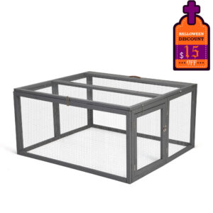 45″L Foldable Wood Rabbit Hutch Chicken Coop, Outdoor/Indoor, For 2-4 Pets, Gray CW12U0500 Halloween20