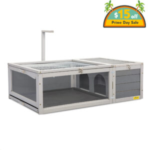 Wooden Indoor Tortoise Enclosure| Reptile Cage For Small Animals With 2 Trays, Gray CW12H0491 New Products