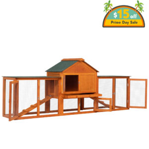 82"L Extra-Large Wooden Rabbit Cage With Double Runs, for 2-3 Bunnies