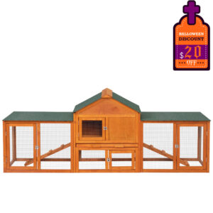 82"L Extra-Large Wooden Rabbit Cage With Double Runs, for 2-3 Bunnies CW12M0440 New Products