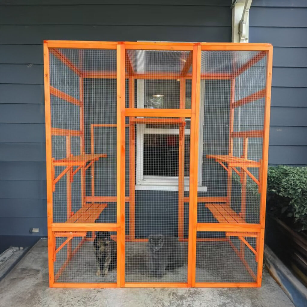 70"H Extra Large Wood Cat Enclosure| Walk-In Cat Playpen With Jumping Platforms, for 4 Cats 11