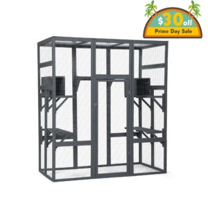 70"H Extra Large Wood Cat Enclosure| Walk-In Cat Playpen With Jumping Platforms, for 4 Cats CW12T0535 New Products