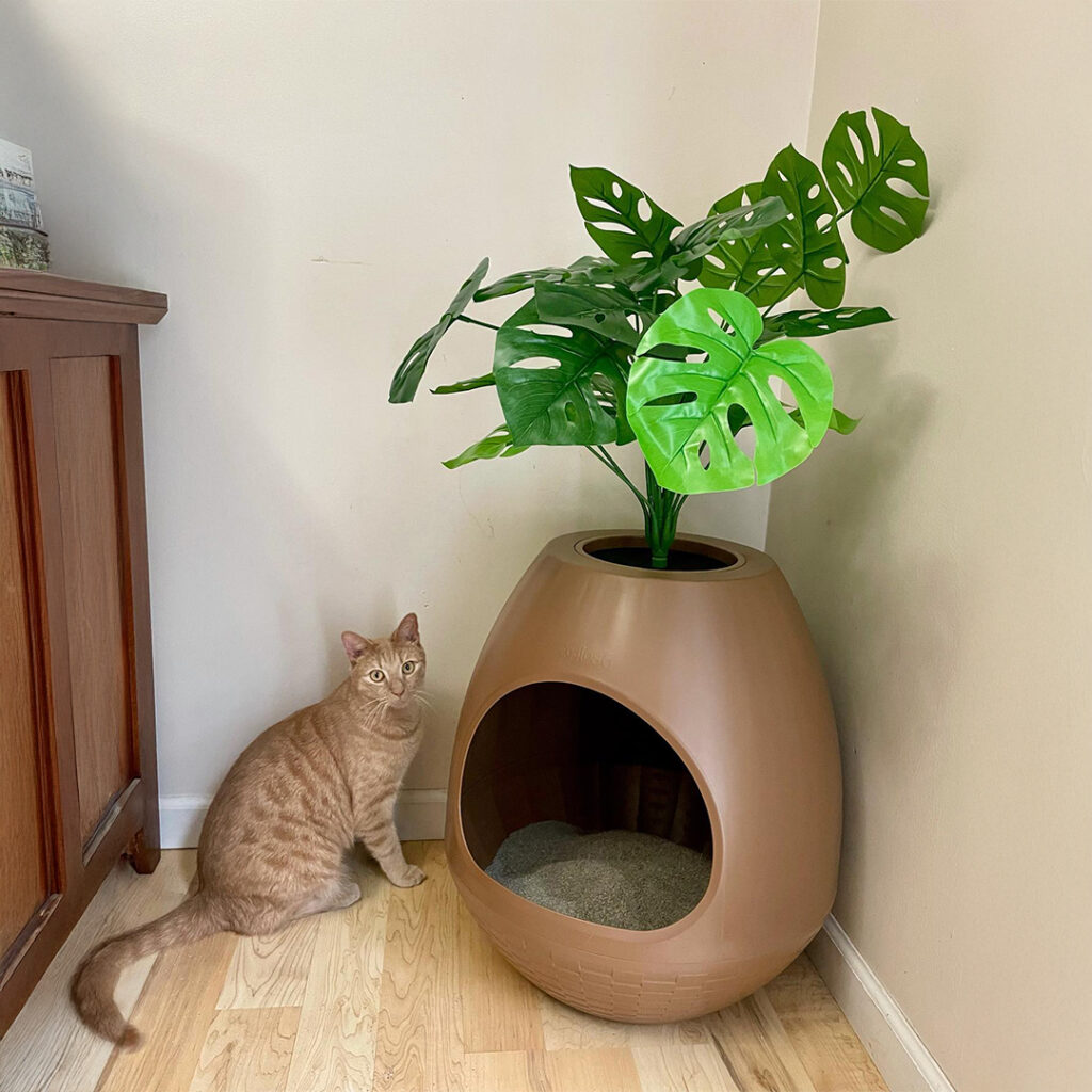 Eggloa6 Plant Litter Box, Hidden Cat Litter Box With Artificial Plants 26