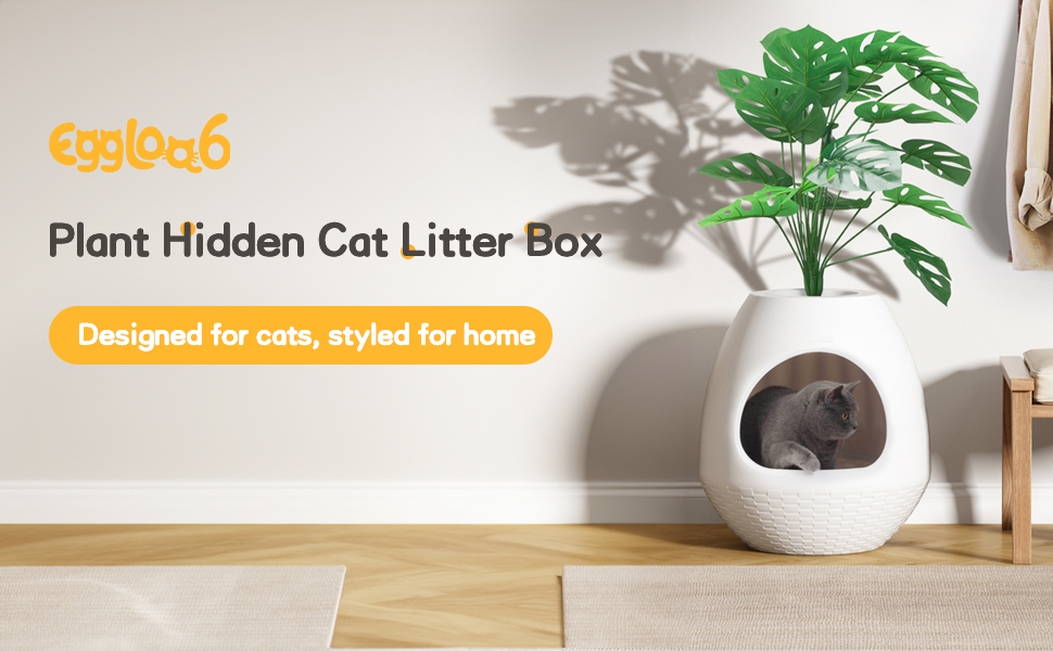 Eggloa6 Plant Litter Box, Hidden Cat Litter Box With Artificial Plants