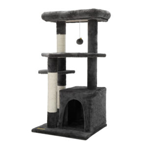 33"H Cat Tree, Multi-Level Cat Tower with Scratching Board and Condo CW12A0468 2