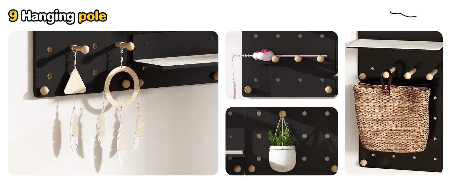 Wall-Mounted Cat Climber Set, Cat Wall Shelves with Sisal Posts, Jumping Platforms, and Hanging Poles CW12P0640A1464X6009