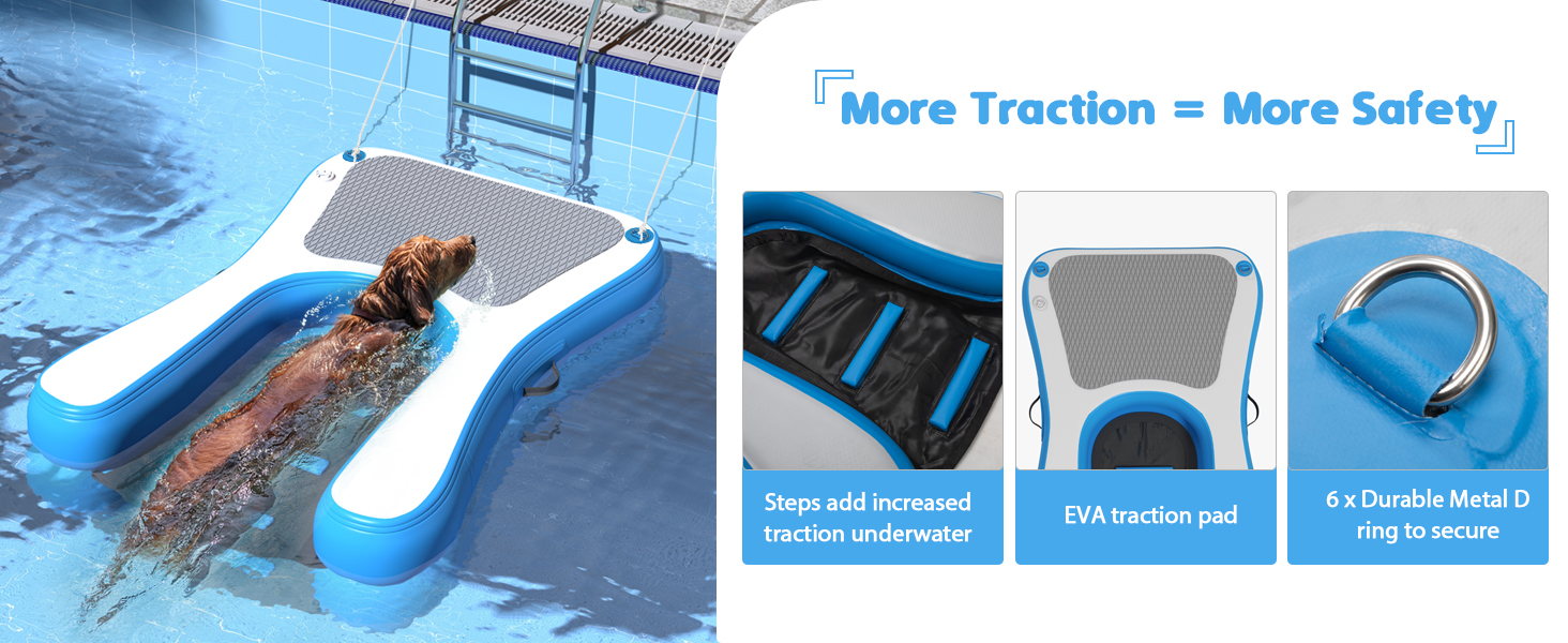 60"L Inflatable Pool Dog Ramp, Floating Water Ladder with Non-Slip Pad CW12F0633AYana1464X6003