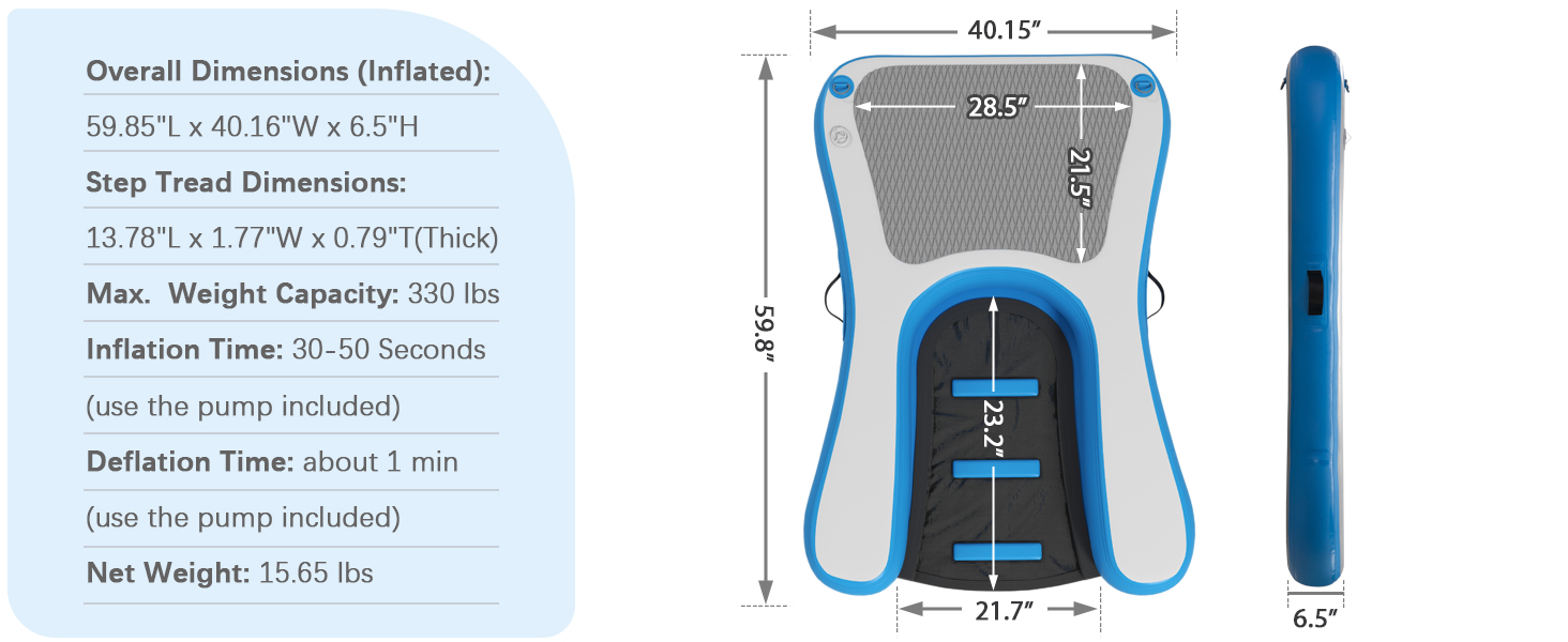 60"L Inflatable Pool Dog Ramp, Floating Water Ladder with Non-Slip Pad CW12F0633AYana1464X6004