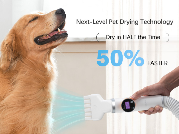 Smart Dog Dryer Blower for Pet Grooming, with 4 Multi-functional Nozzles, Cloth Bag, for Most Dogs and Cats