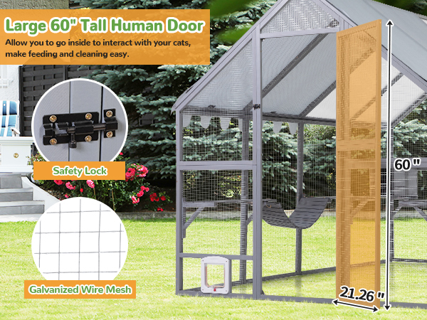 108"L Outdoor Extra Large Cat Enclosure, Wooden Cat Catio with Resting Boxes, Bridges, Weatherproof Canopy, for 5-7 Cats CW12B0649A600X4506